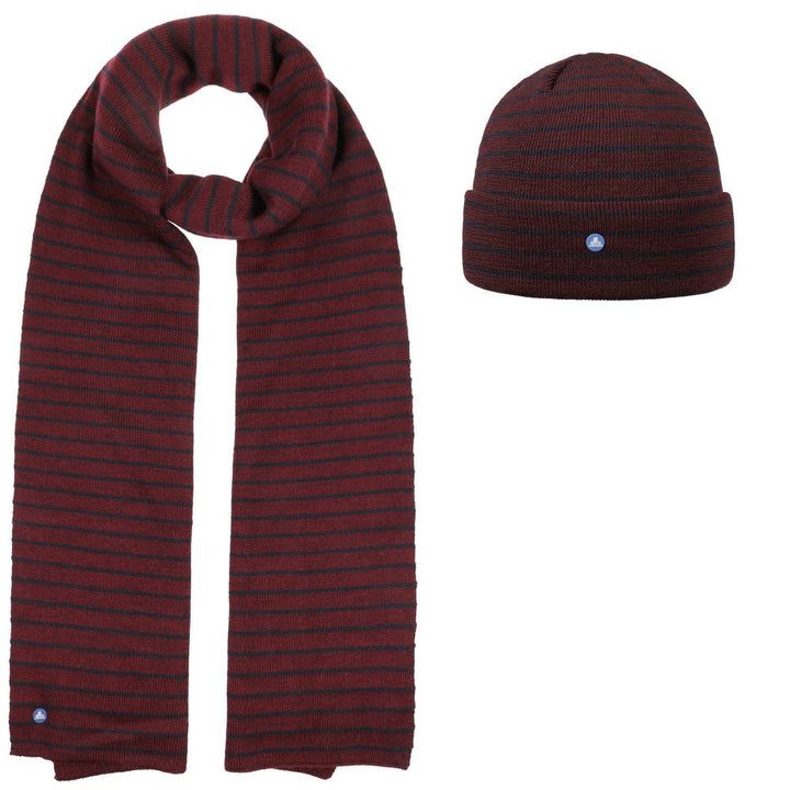 Hamburg Blue and Bordeaux Striped Beanie Beanie & Neckerchief - Beanie & Neckerchief from Hammaburg at The Prince Webshop