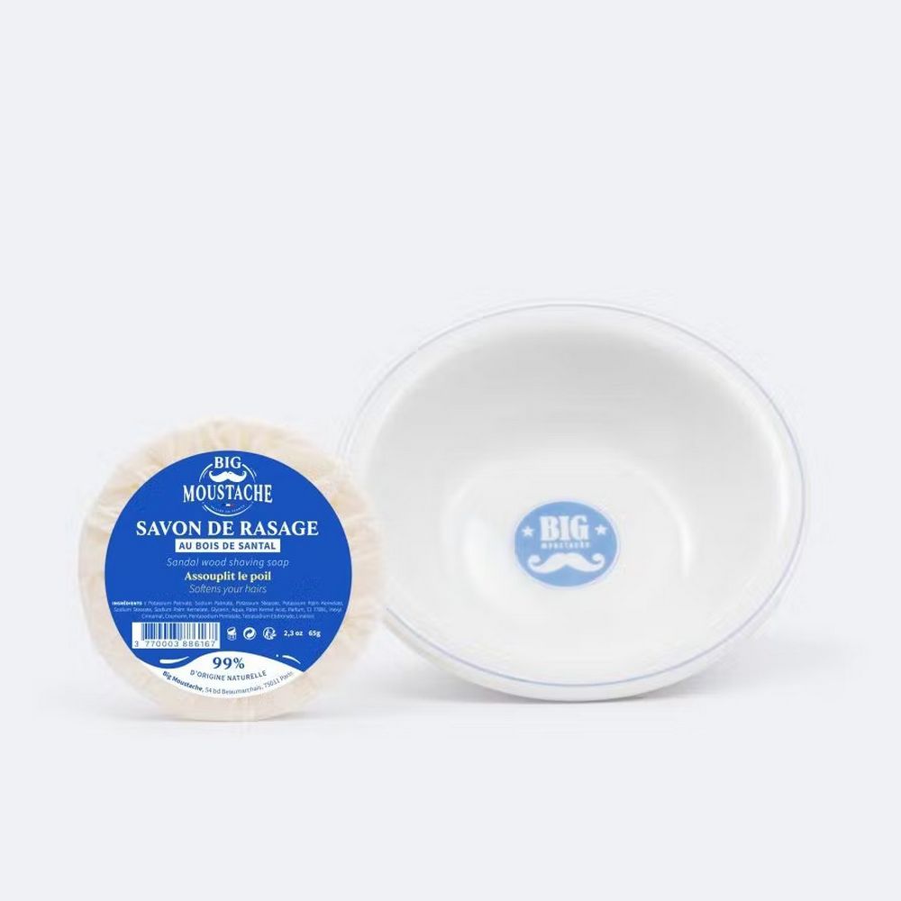 Enamel bowl and shaving soap - for old-fashioned shaving - Shaving Brushes from Big Mustache at The Prince Webshop
