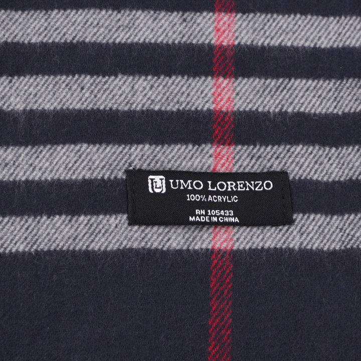 Smart Plaid Cashmere Feel Scarf in Acrylic - Navy - Scarf from Umo Lorenzo at The Prince Webshop