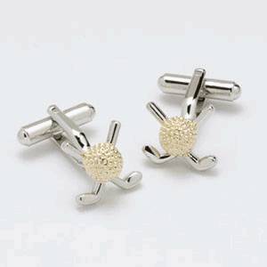 Cufflinks Crossed Golf Clubs over Golf Ball - Cufflinks from Onyx Art of London at The Prince Webshop