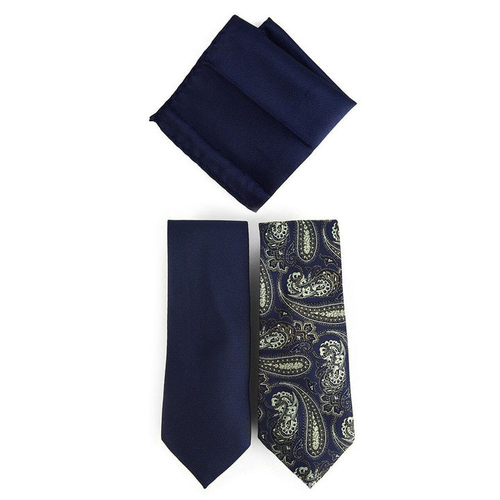 Blue Set of 2 Ties and matching Decorative Pocket Square - Ties from Umo Lorenzo at The Prince Webshop