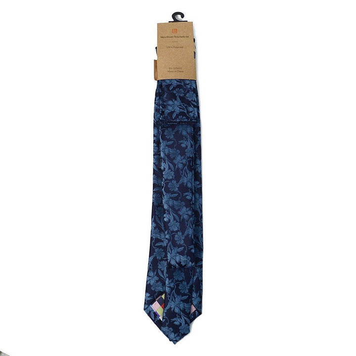 Blue-toned Floral Tie + Decorative Pocket Square - Tie from Laurant Bennet Milano at The Prince Webshop