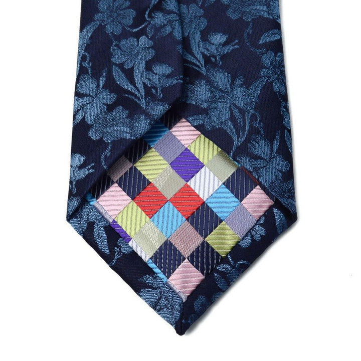 Blue-toned Floral Tie + Decorative Pocket Square - Tie from Laurant Bennet Milano at The Prince Webshop