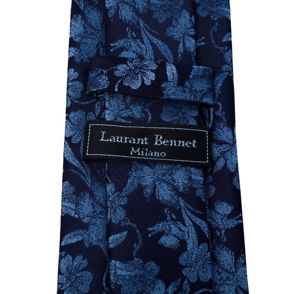 Blue-toned Floral Tie + Decorative Pocket Square - Tie from Laurant Bennet Milano at The Prince Webshop