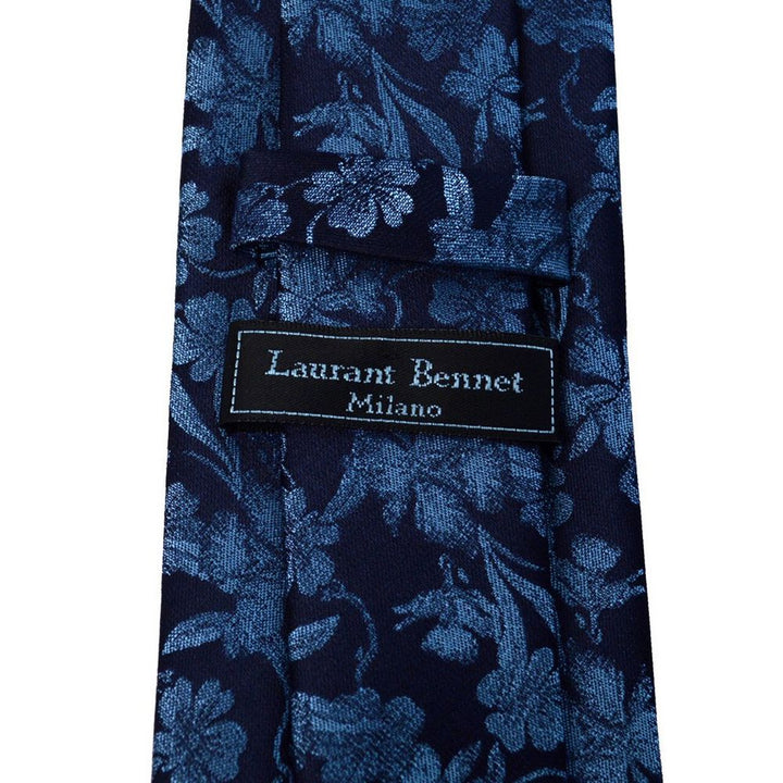 Blue-toned Floral Tie + Decorative Pocket Square - Tie from Laurant Bennet Milano at The Prince Webshop