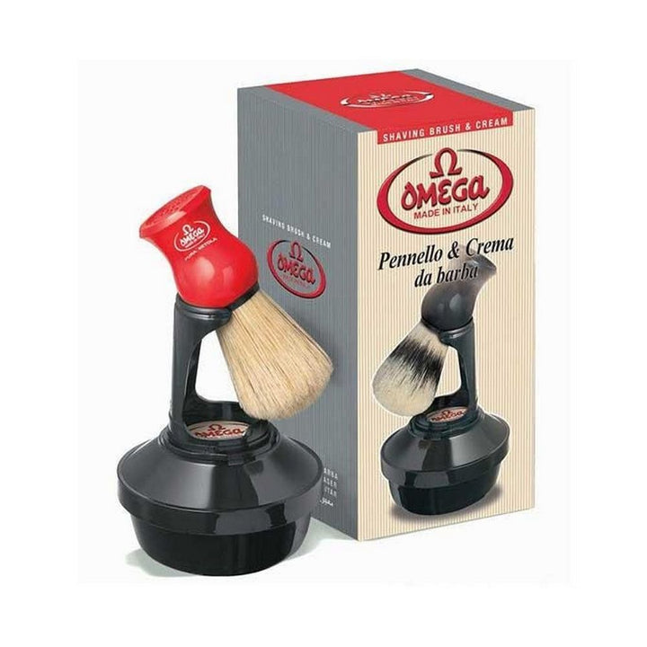 Omega Shaving Cream and Brush with Stand Kit - Shaving Brushes from Omega Italy at The Prince Webshop
