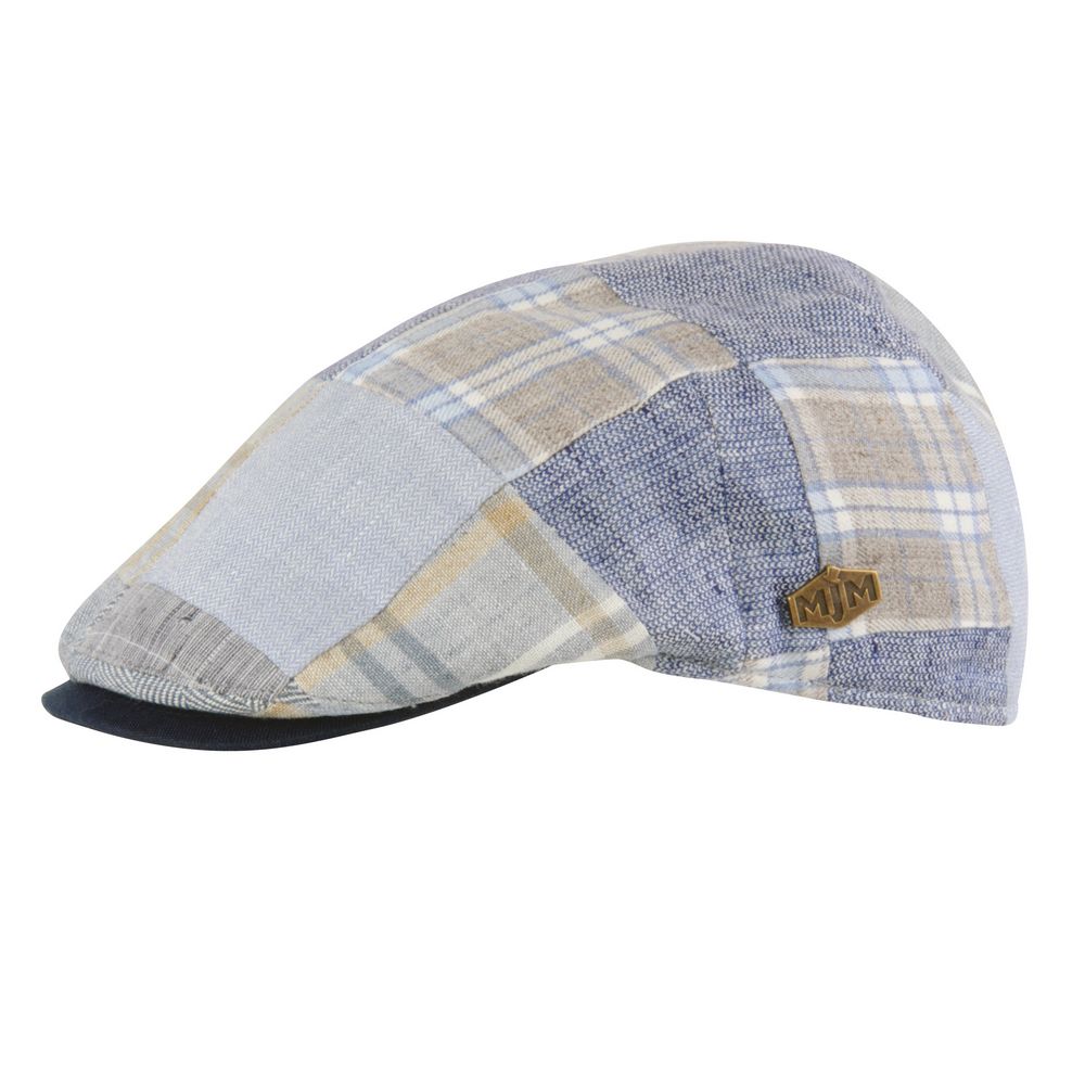 MJM Paul Sixpence Cotton Mix Blue Patch - Flat Cap from MJM Hats at The Prince Webshop