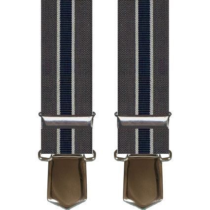 Wide Dark Gray Suspenders with Dark Blue Stripe - Suspenders from SCANBELT Shooster at The Prince Webshop