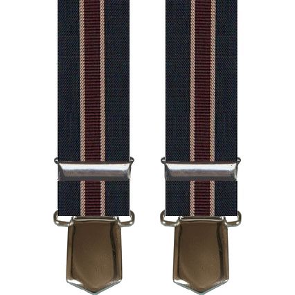 Wide Dark Blue Suspenders with Wine Red Stripe - Suspenders from SCANBELT Shooster at The Prince Webshop