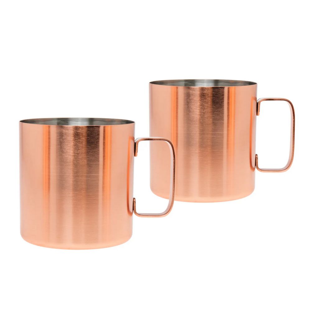 Two Brushed Copper Design Mugs for Kyiv Mule - Mule Mugs from Godinger USA at The Prince Webshop