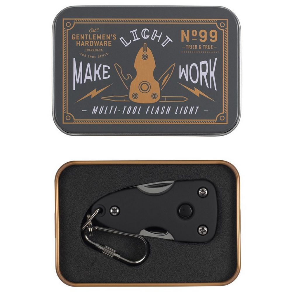 Pocket tool with light and key ring in metal gift box - Pocket tool from Gentlemen's Hardware at The Prince Webshop