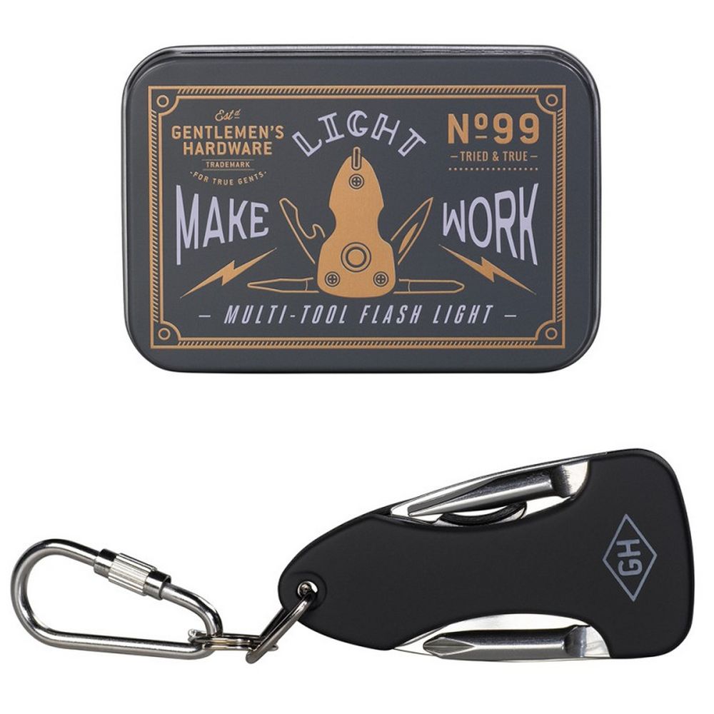 Pocket tool with light and key ring in metal gift box - Pocket tool from Gentlemen's Hardware at The Prince Webshop