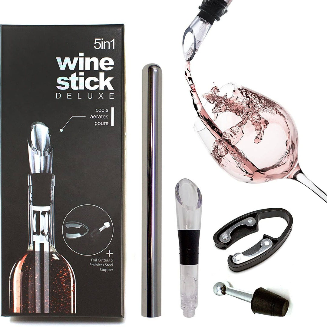 Oak & Steel - 5-in-1 Deluxe Stainless Steel Wine Accessory Gift Set - Wine Set from Oak & Steel at The Prince Webshop