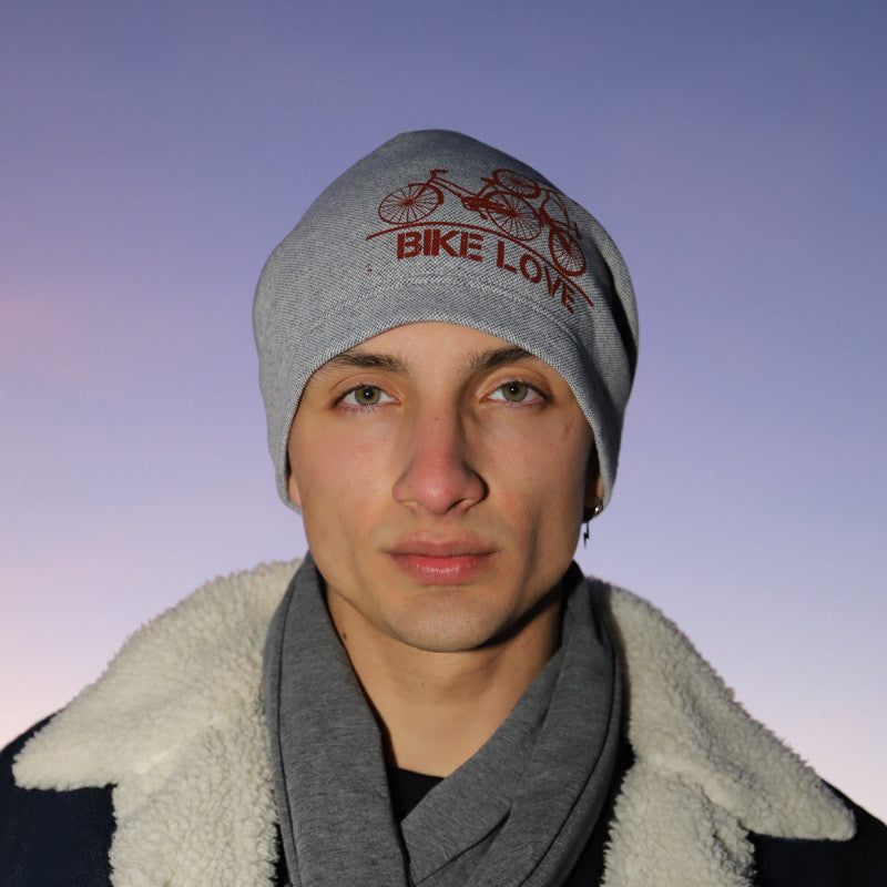 Fashion Beanie - Bike Love in Light Gray Pique - Beanie from No Shirt No Shoes No Problem at The Prince Webshop