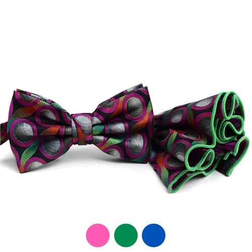 Circular Butterfly and Cloth Set in Green - Butterfly and Pocket Square Set from Laurant Bennet Milano at The Prince Webshop