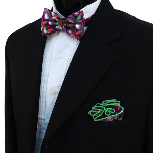 Circular Butterfly and Cloth Set in Green - Butterfly and Pocket Square Set from Laurant Bennet Milano at The Prince Webshop