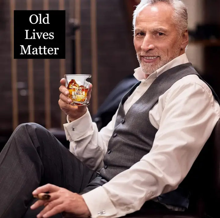 2 Cigar Holder Glass - Old Lives Matter Whiskey Tumbler - Whiskey Glass from Bezrat Barware USA at The Prince Webshop