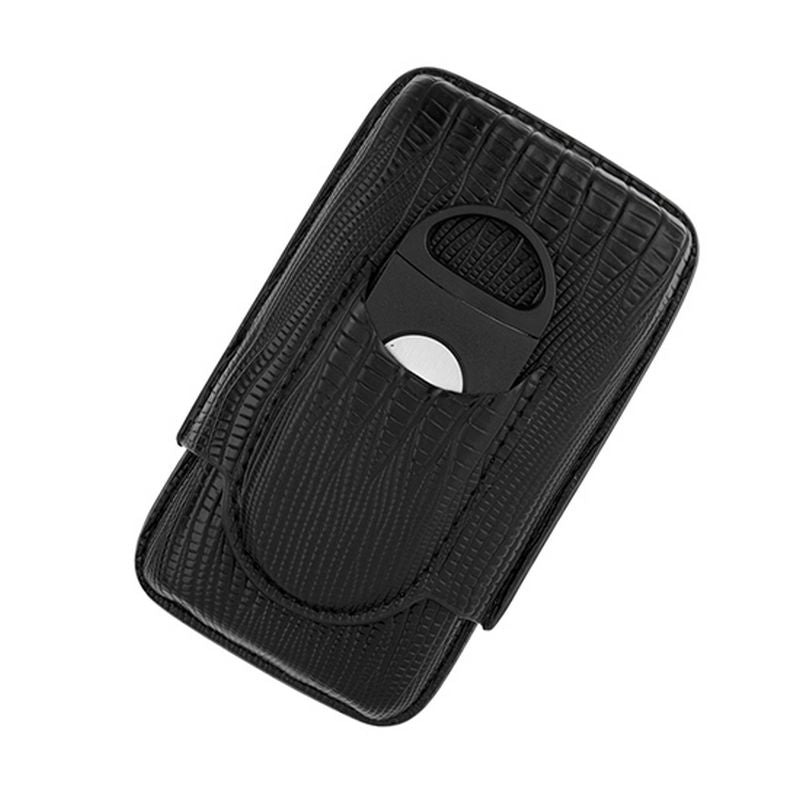 Black Cigar Case with Cigar Cutter - Cigar Case from Angelo at The Prince Webshop