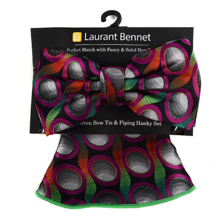 Circular Butterfly and Cloth Set in Green - Butterfly and Pocket Square Set from Laurant Bennet Milano at The Prince Webshop