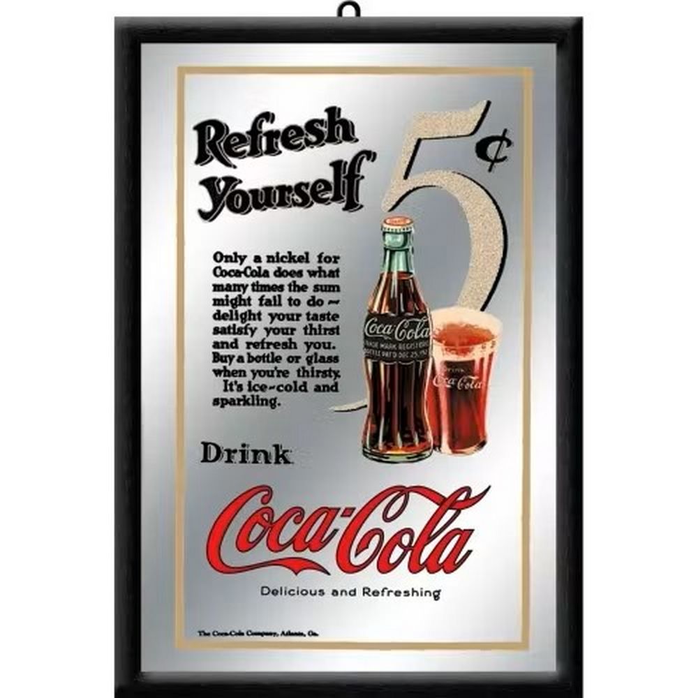 Coca-Cola 5 Cent Advertising Bar Mirror - Bar Mirror from Retroworld at The Prince Webshop