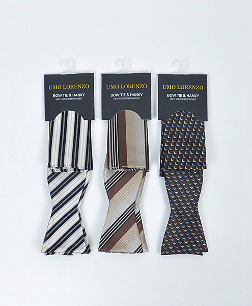 Self-tie bow tie and pocket square - Brownies - Bow tie and pocket square set from Umo Lorenzo at The Prince Webshop