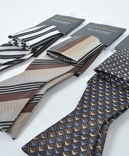 Self-tie bow tie and pocket square - Brownies - Bow tie and pocket square set from Umo Lorenzo at The Prince Webshop