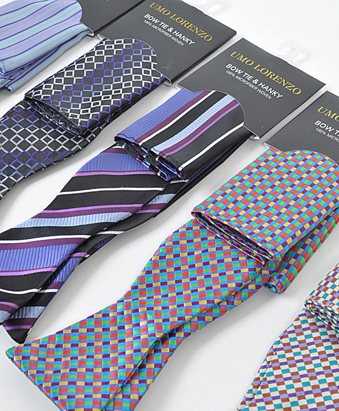 Self-tie Bow Tie and Pocket Square - Lotsa Lotsa Colors - Bow Tie and Pocket Square Set from Umo Lorenzo at The Prince Webshop