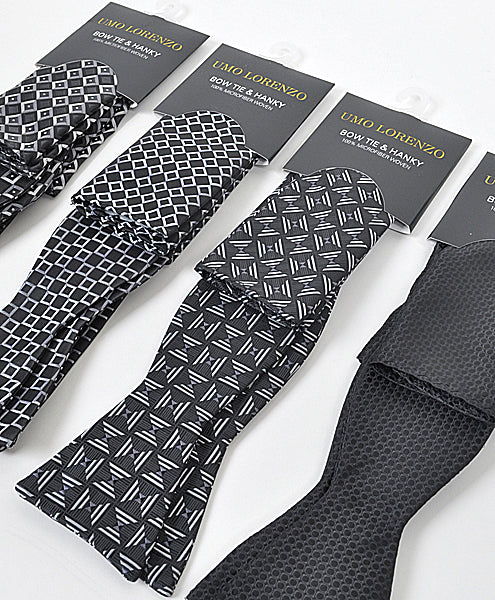 Self-tie Butterfly and Pocket Square - Very Scary Black Too - Butterfly and Pocket Square Set from Umo Lorenzo at The Prince Webshop