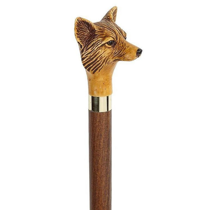Unique Walking Stick in Brown Maple with Fox Head Knob - Walking Stick from Charles Buyers & Co Ltd at The Prince Webshop