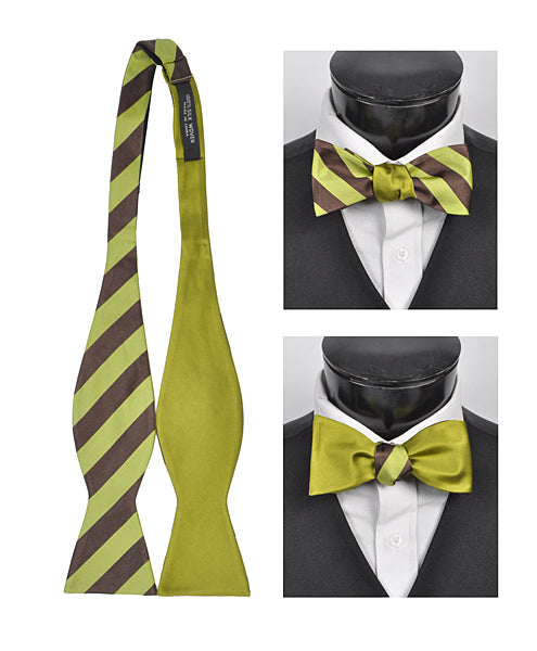 2 Colored Striped Silk Self-tie Butterfly - Lime - Butterfly from Style Council at The Prince Webshop