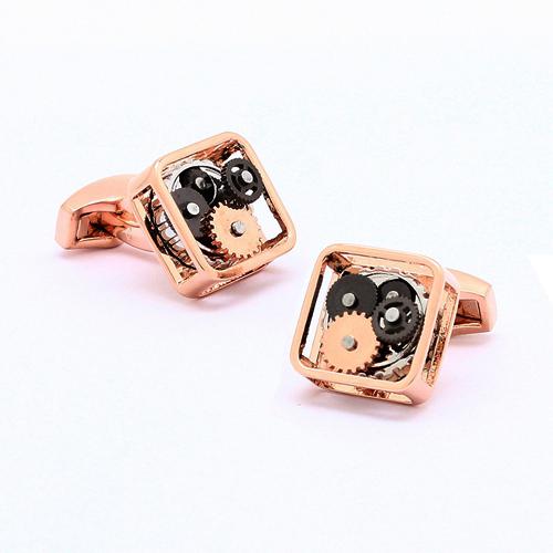 GEARS Steampunk Cufflinks - Square - Rose Gold - Cufflinks from Steampunk Cufflinks at The Prince Webshop