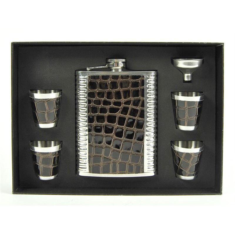 Pocket Lark Gift Set Kroko - 23.5 cl with Funnel and 4 Shot Glass - Pocket Lark from Gentlemens Depot at The Prince Webshop