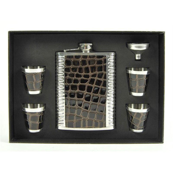 Pocket Lark Gift Set Kroko - 23.5 cl with Funnel and 4 Shot Glass - Pocket Lark from Gentlemens Depot at The Prince Webshop