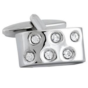 Cufflinks Basket with 6 Crystals Silver - Cufflinks from The Armitage Collection at The Prince Webshop