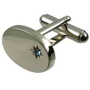 Cufflinks Silver Oval with Aquamarine - Cufflinks from Ceels at The Prince Webshop