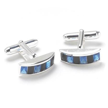 Cufflinks SSCZ Curve Blue / Black - Cufflinks from Onyx Art of London at The Prince Webshop