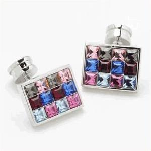 Cufflinks Swarovski Multi Colored Crystal Square - Cufflinks from Onyx Art of London at The Prince Webshop