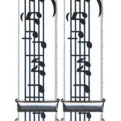 White Music Note Suspenders with X back and Clips - Suspenders from SCANBELT Shooster at The Prince Webshop