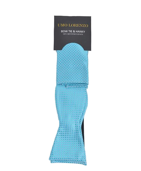 Self-tie bow tie and pocket square - Absolut Turquoise - Bow tie and pocket square set from Umo Lorenzo at The Prince Webshop
