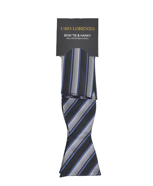 Self-tying Bow Tie and Pocket Square - Stripes of Power - Bow Tie and Pocket Square Set from Umo Lorenzo at The Prince Webshop