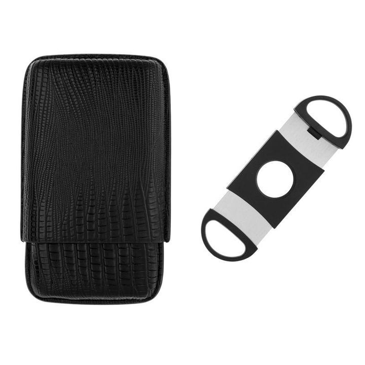 Black Cigar Case with Cigar Cutter - Cigar Case from Angelo at The Prince Webshop