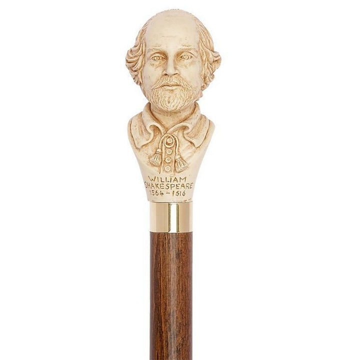 Unique Walking Stick in Brown Maple with William Shakespeare Knob - Walking Stick from Charles Buyers & Co Ltd at The Prince Webshop