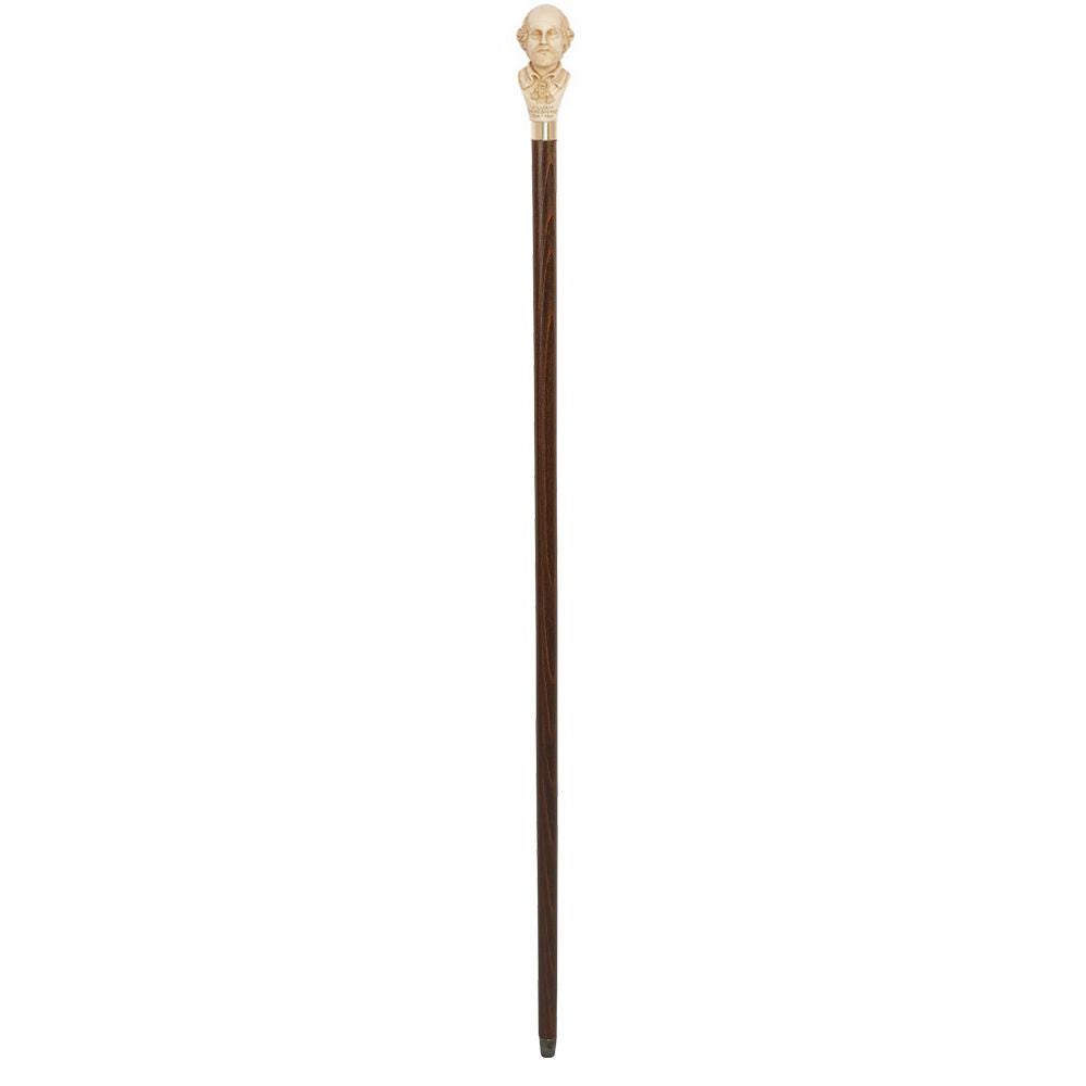 Unique Walking Stick in Brown Maple with William Shakespeare Knob - Walking Stick from Charles Buyers & Co Ltd at The Prince Webshop