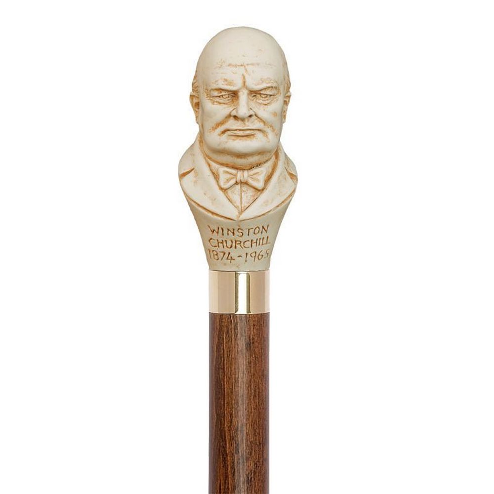 Unique Walking Stick in Brown Maple with Winston Churchill Knob - Walking Stick from Charles Buyers & Co Ltd at The Prince Webshop